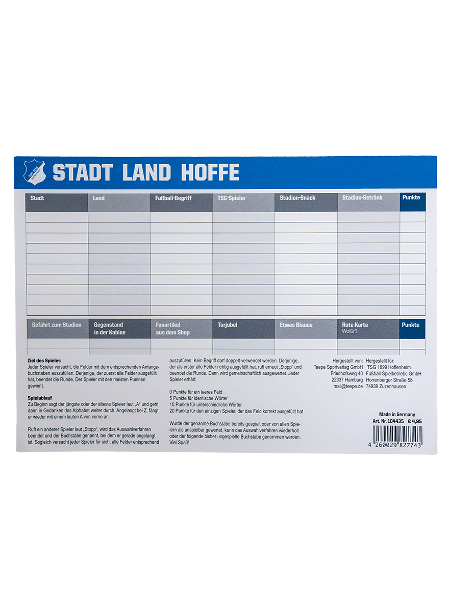 TSG-Spiel Stadt, Land, Hoffe TSG-Spiel Stadt, Land, Hoffe